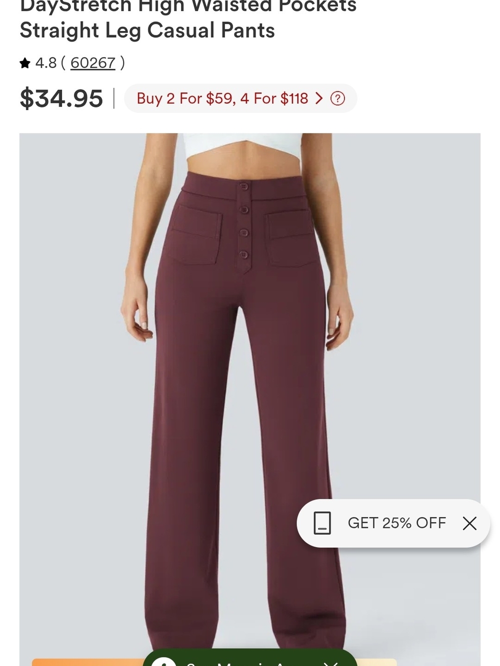 HALARA High-Waist Wide Leg Pants in Deep Wine